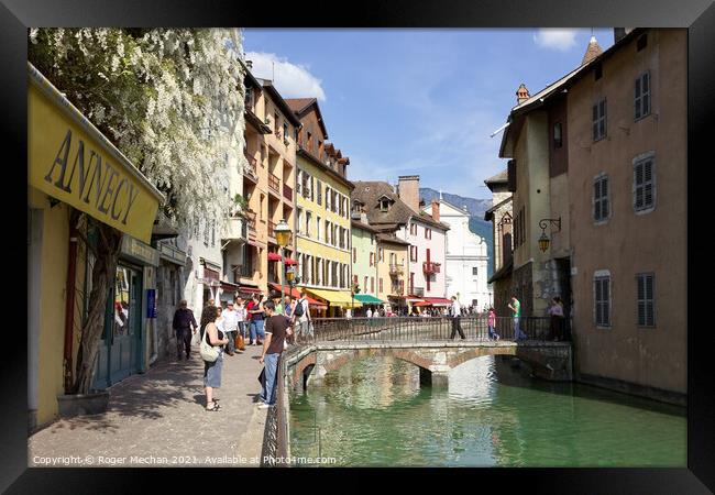 A Romantic Stroll in Annecy Framed Print by Roger Mechan