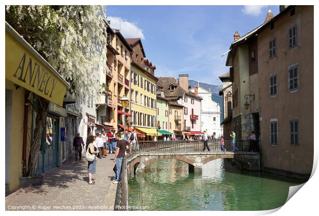 A Romantic Stroll in Annecy Print by Roger Mechan