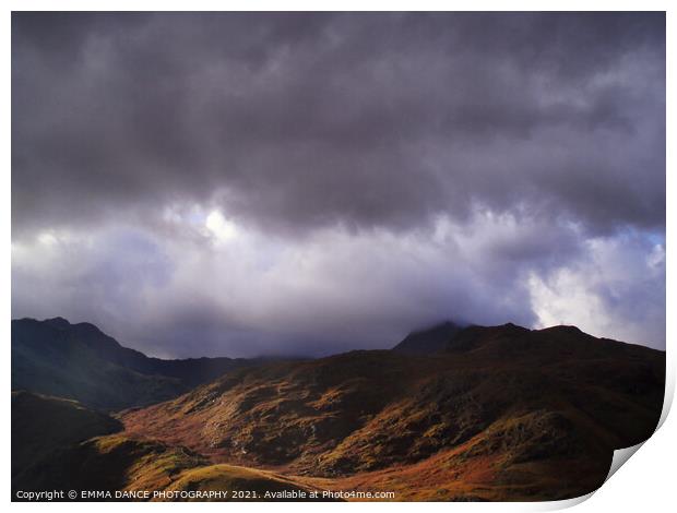 Storm clouds over Snowdonia Print by EMMA DANCE PHOTOGRAPHY