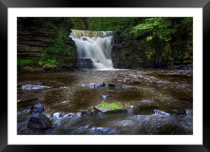 Waterfall at Neath Abbey Framed Mounted Print by Leighton Collins