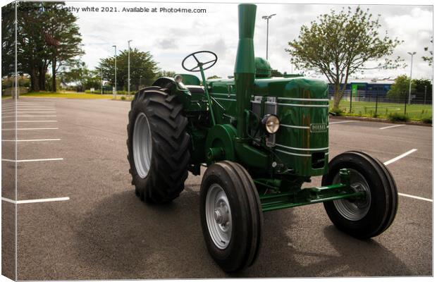 Diesel  Field Marshall,Vintage Tractor; green Canvas Print by kathy white