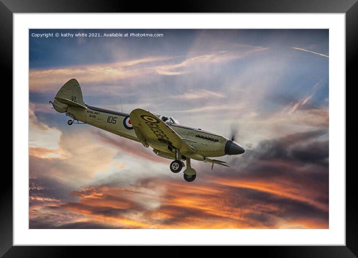 Spitfire Supermarine  Framed Mounted Print by kathy white