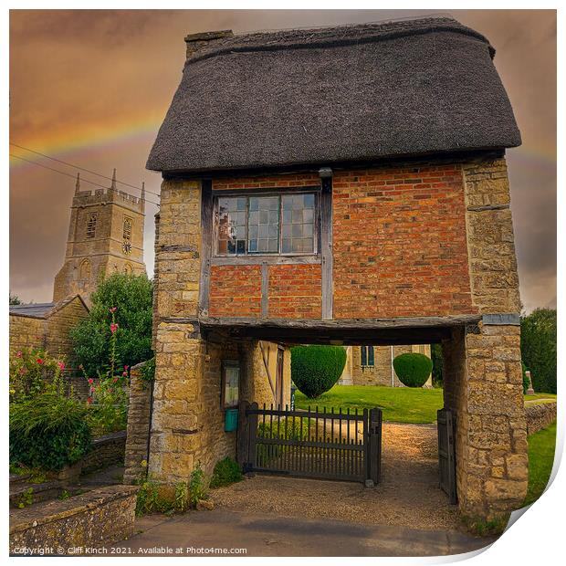 The Lych Gate Long Compton Print by Cliff Kinch