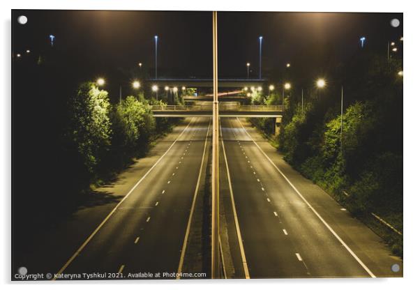 M60 Motorway near Simister, Manchester, United Kin Acrylic by Kateryna Tyshkul