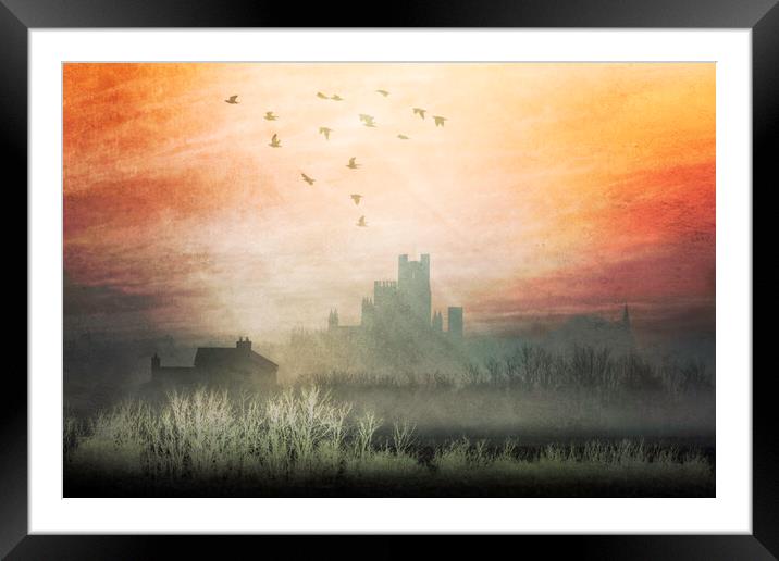 Dawn behind Ely Cathedral Framed Mounted Print by Andrew Sharpe