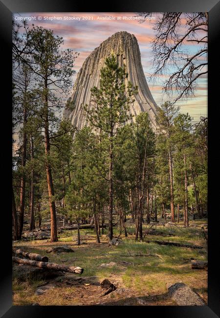 Devils Tower Majesty Framed Print by Stephen Stookey