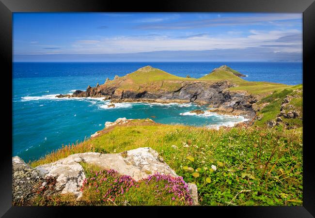 Polzeath to Pentire and Rumps point on the coast path. Framed Print by Chris Warham