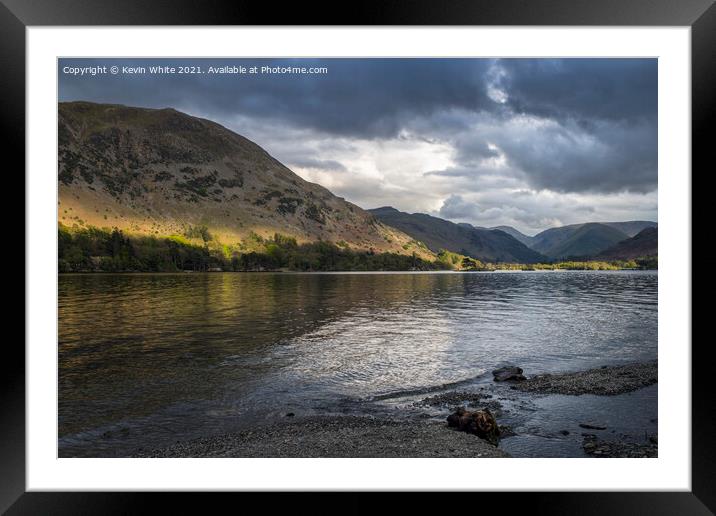 Ullswater gathering clouds Framed Mounted Print by Kevin White
