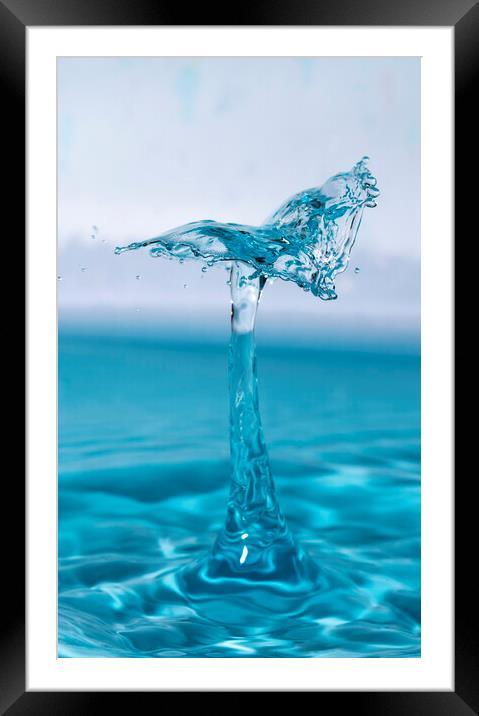 Water Drop Collision Flying High Framed Mounted Print by Antonio Ribeiro