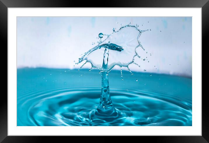 Water Drop Collision and the Umbrella Framed Mounted Print by Antonio Ribeiro