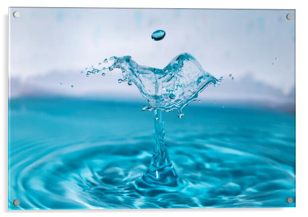 Water Drop Collision in Blue Acrylic by Antonio Ribeiro