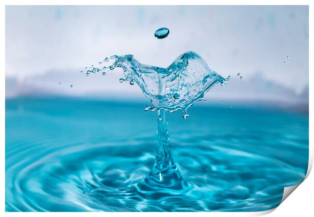 Water Drop Collision in Blue Print by Antonio Ribeiro