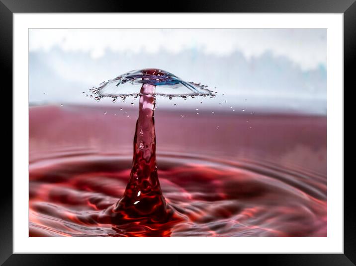 Water Drop and the Umbrella-like Splash Framed Mounted Print by Antonio Ribeiro