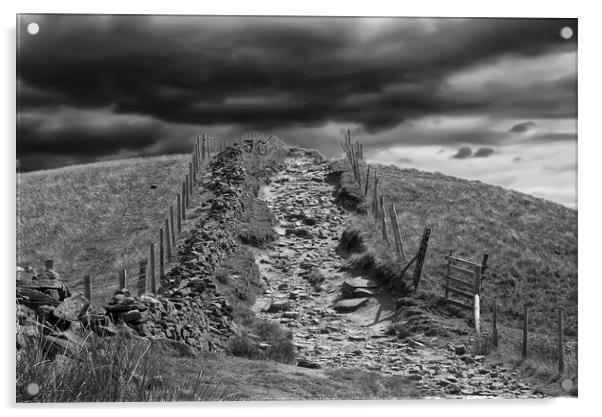 Dark Peak and Dark Skies Mam Tor Acrylic by Alison Chambers