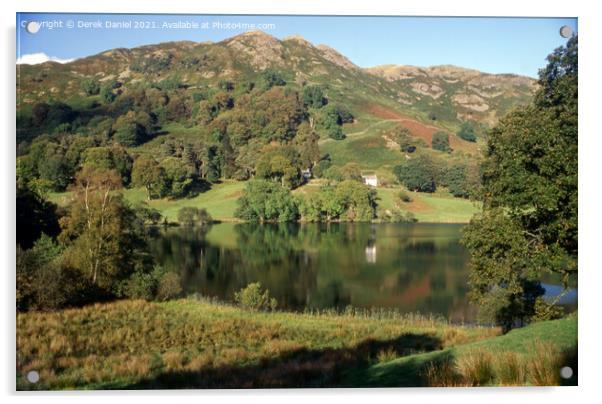 Loughrigg Tarn Reflection, The Lake District Acrylic by Derek Daniel