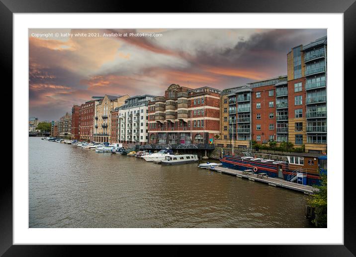 A Glowing Spectacle on Bristols Waterfront Framed Mounted Print by kathy white