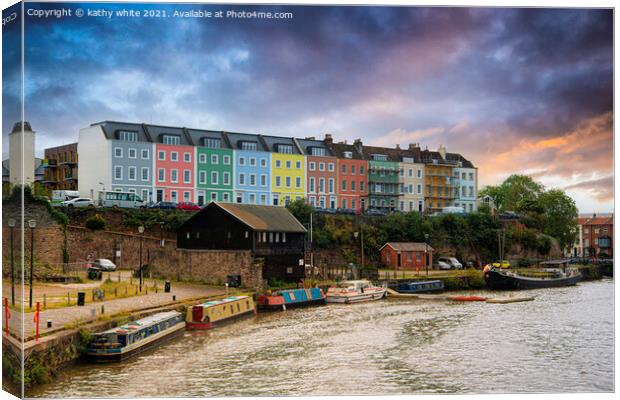 The coloured houses in Bristol at sunset Canvas Print by kathy white