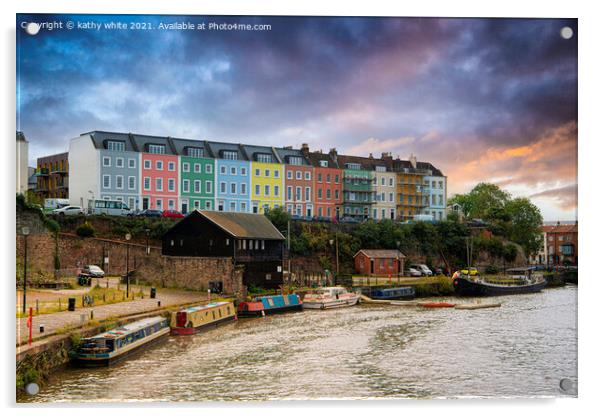 The coloured houses in Bristol at sunset Acrylic by kathy white