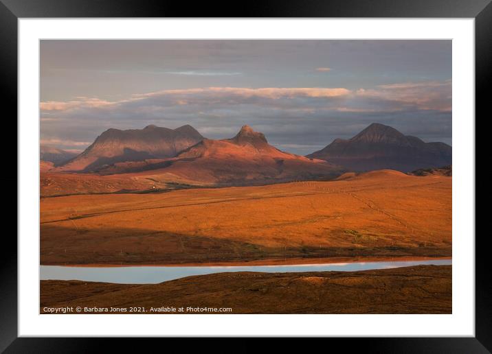 Autumn View Inverpolly Hills NW Geopark Coigach. Framed Mounted Print by Barbara Jones