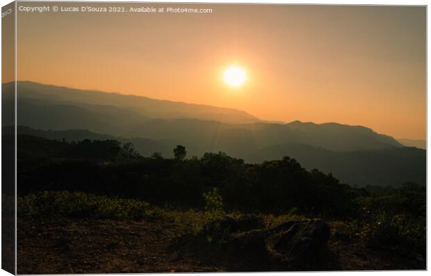 Sunset on the mountains at Madikeri, India Canvas Print by Lucas D'Souza
