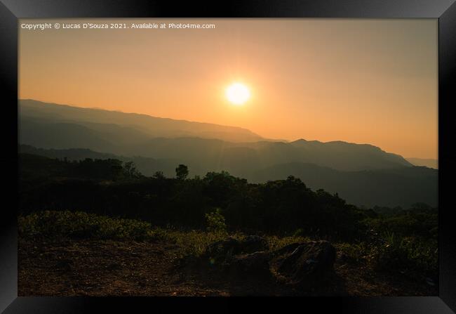 Sunset on the mountains at Madikeri, India Framed Print by Lucas D'Souza