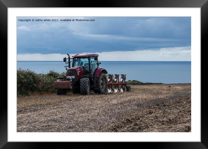  Case 160 Tractor  in a Cornish field Framed Mounted Print by kathy white