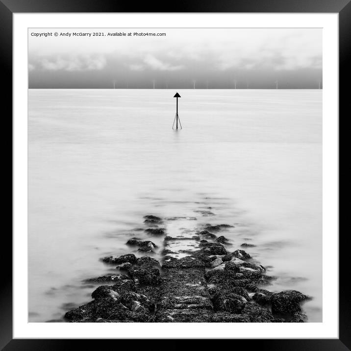 Llanddulas Beach in Black and White Framed Mounted Print by Andy McGarry