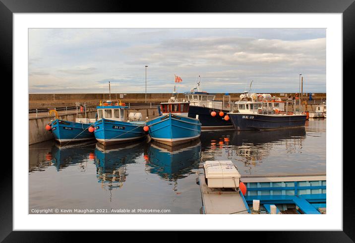 Fishing Boats In Seahouses Framed Mounted Print by Kevin Maughan