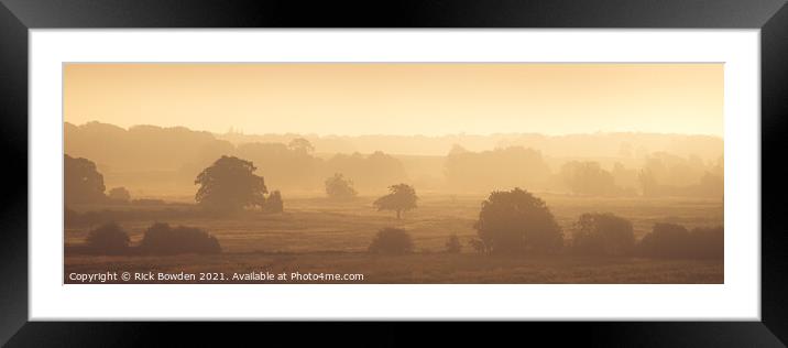 Misty Sunrise over Swanton Morley Countryside Framed Mounted Print by Rick Bowden