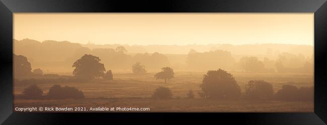 Misty Sunrise over Swanton Morley Countryside Framed Print by Rick Bowden