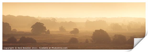 Misty Sunrise over Swanton Morley Countryside Print by Rick Bowden
