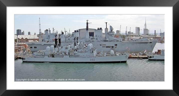 Portsmouth Royal Navy Dockyard. RO5 and D90  Framed Mounted Print by Malcolm White