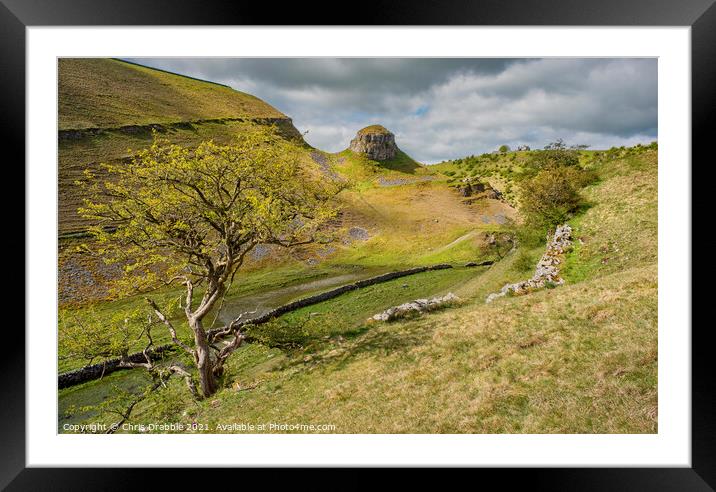 Cressbrook Dale in evening light Framed Mounted Print by Chris Drabble
