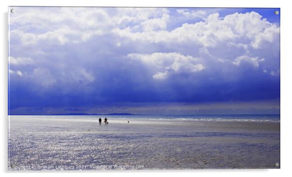 Lone Couple on Pendine Sands Acrylic by Graham Lathbury