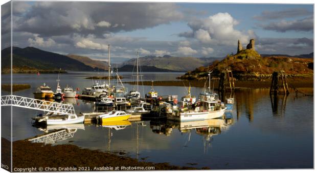 Kyleakin harbour and Castle Moil Canvas Print by Chris Drabble