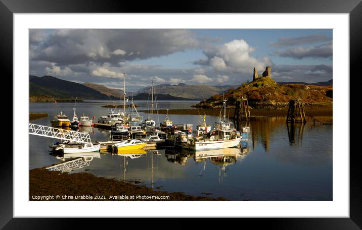 Kyleakin harbour and Castle Moil Framed Mounted Print by Chris Drabble