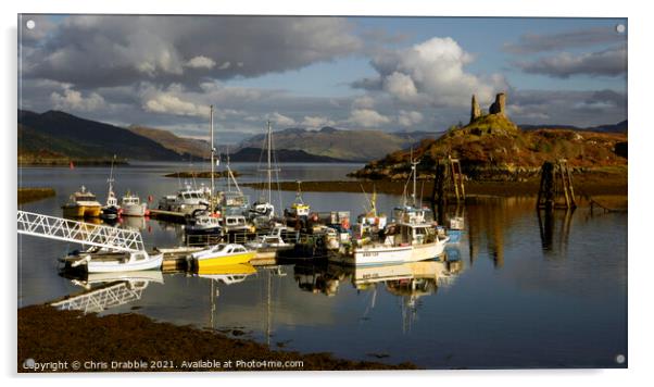 Kyleakin harbour and Castle Moil Acrylic by Chris Drabble