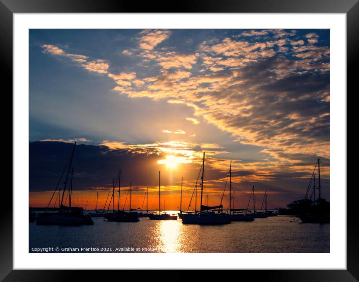 Sailing Boats at Sunset Framed Mounted Print by Graham Prentice