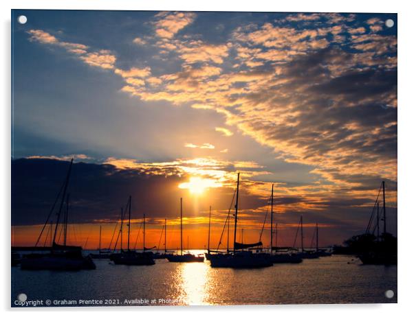 Sailing Boats at Sunset Acrylic by Graham Prentice