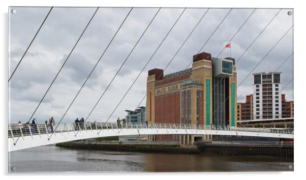 Gateshead Millennium Bridge and Baltic Flour Mill Acrylic by Rob Cole