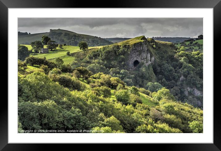 Thor's Cave in Autumn colour Framed Mounted Print by Chris Drabble