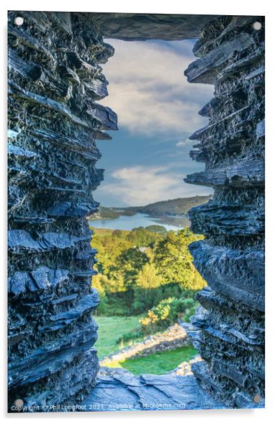 View of Llyn Padarn from Dolbadarn Castle  Acrylic by Phil Longfoot