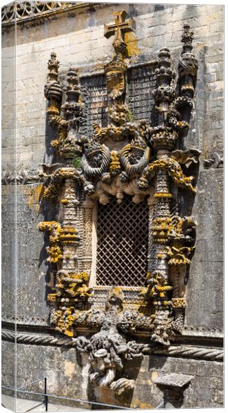 Stunning carvings of the Manueline Window of the Convent of Chri Canvas Print by Antonio Ribeiro