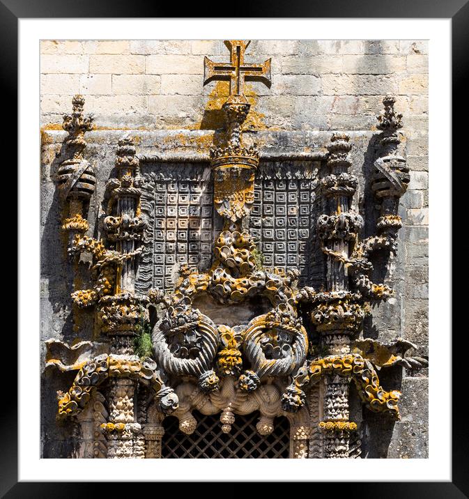 Intricate carvings of the Manueline Window of the Convent of Chr Framed Mounted Print by Antonio Ribeiro