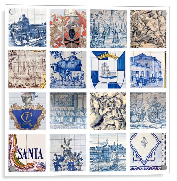 Collage of traditional Portuguese tiles Acrylic by Antonio Ribeiro