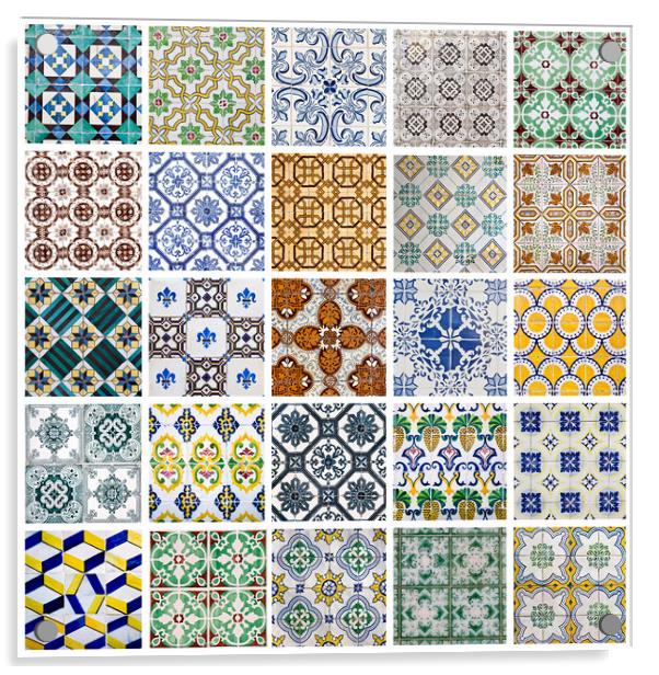 Collage of traditional Portuguese tiles Acrylic by Antonio Ribeiro