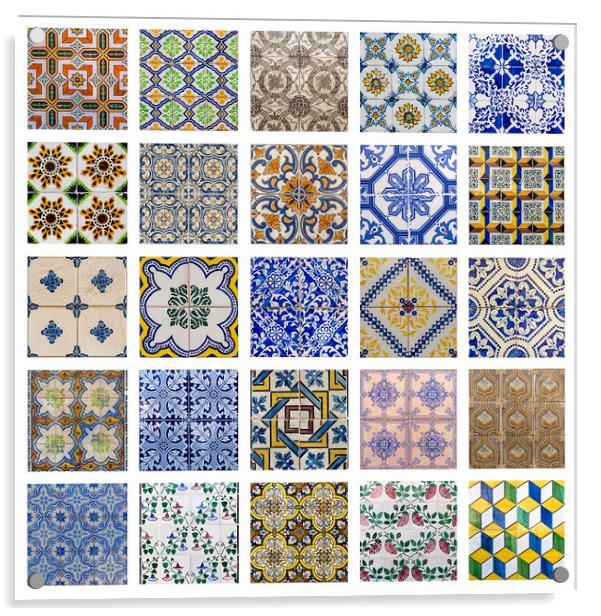 Collage of traditional Portuguese tiles Acrylic by Antonio Ribeiro