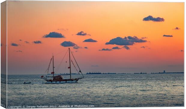 Sailing yacht in Marmara sea. Sunset time Canvas Print by Sergey Fedoskin