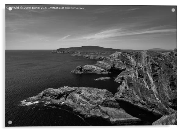 Kerry Cliffs #3, Ireland (mono) Acrylic by Derek Daniel