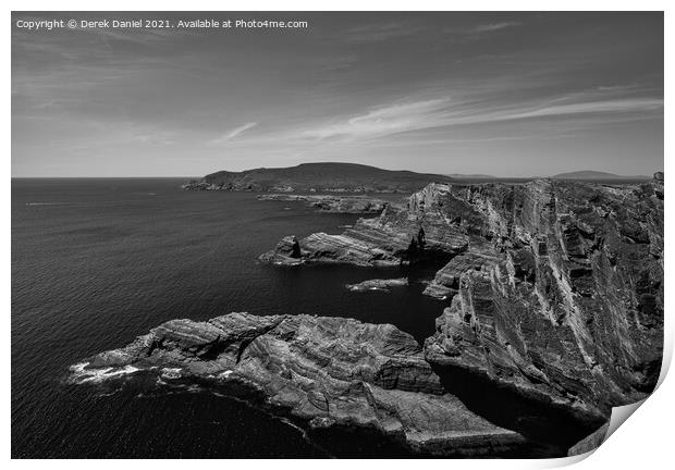 Kerry Cliffs #3, Ireland (mono) Print by Derek Daniel